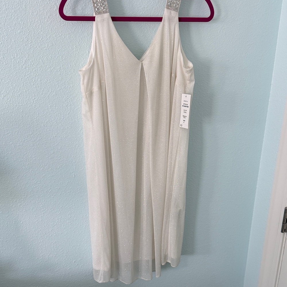 J.B.S. Elegant White Dress with Silver Accents